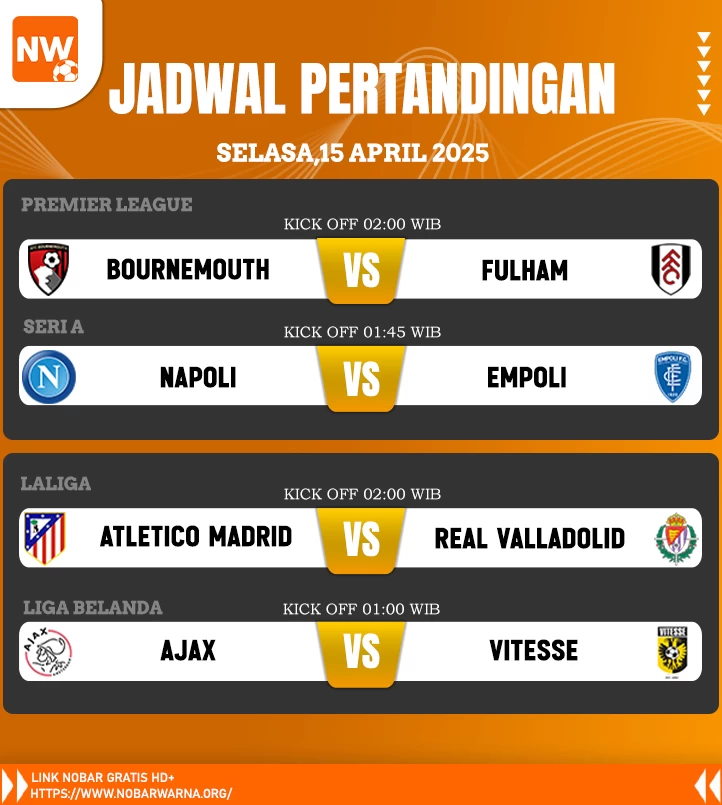 Jadwal Pertandingan Seru: Selasa, 15 April 2025