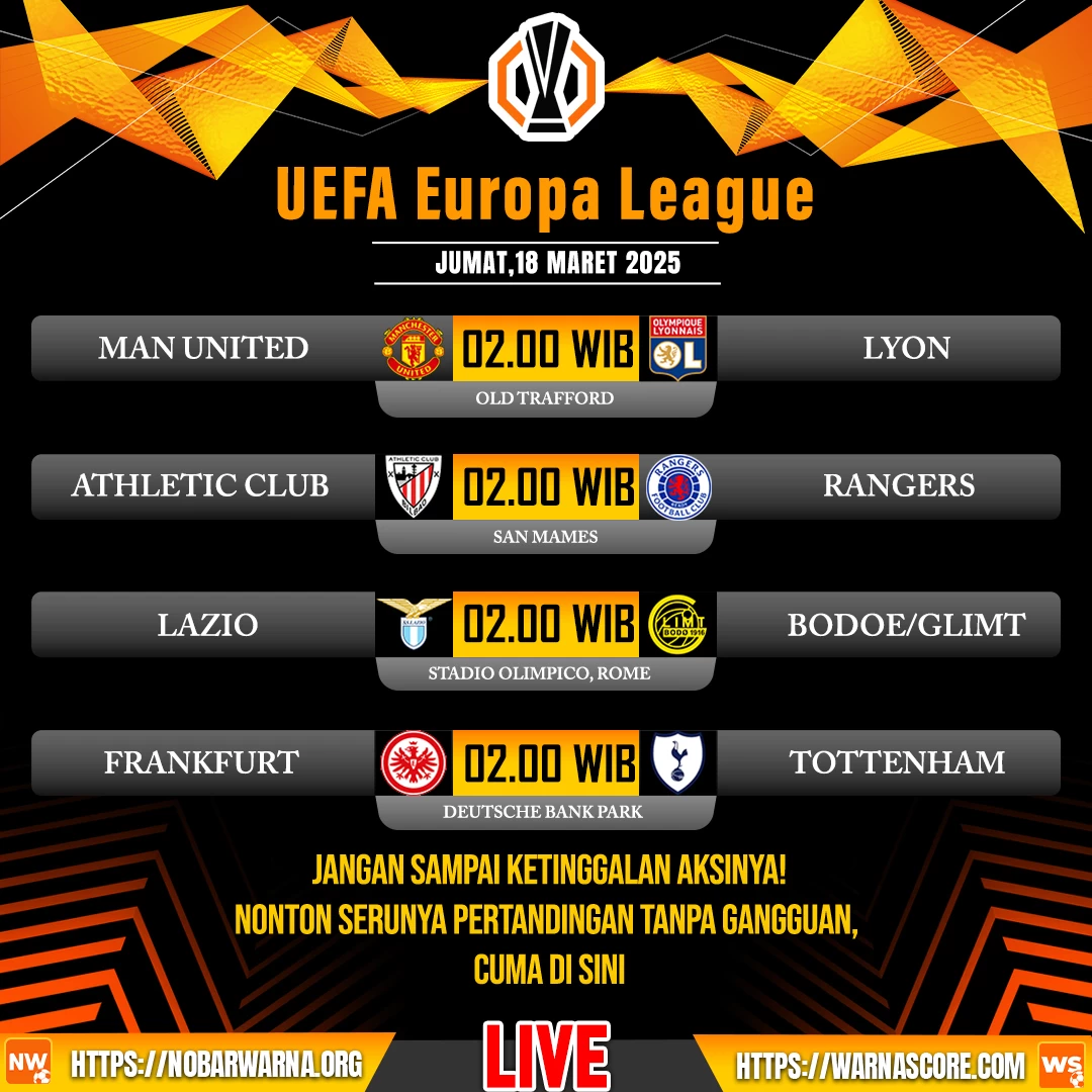 ⚡ UEFA Europa League – Jumat, 18 Maret 2025 ⚡